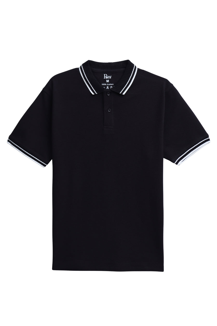 Classic Black Contrast Collar Polo