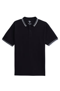 Classic Black Contrast Collar Polo
