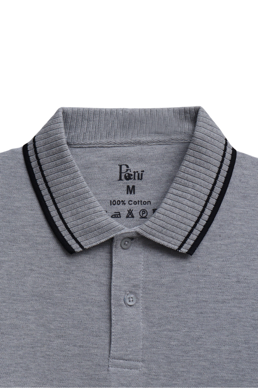 Heather Grey Contrast Tipping Polo