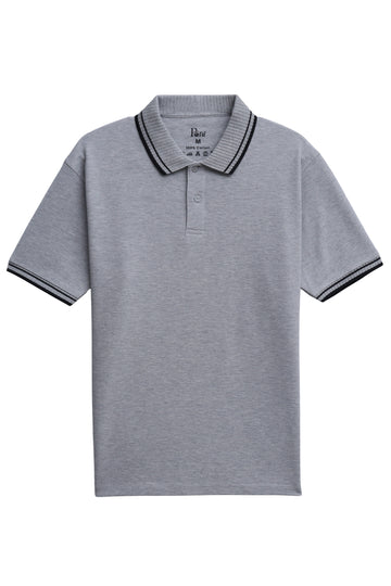Grey Cotton Tipping Polo