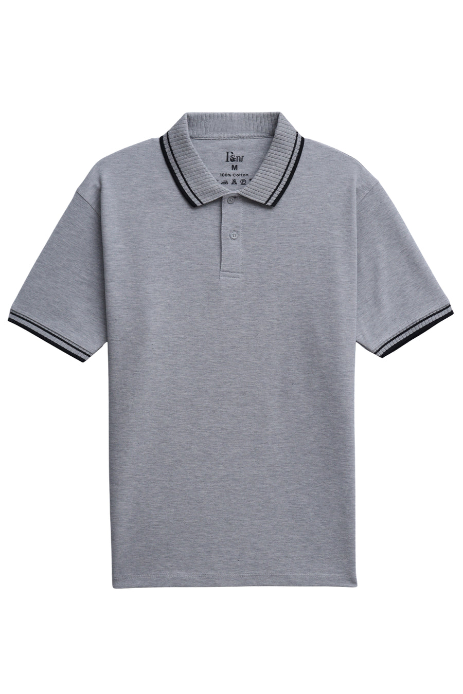 Heather Grey Contrast Tipping Polo