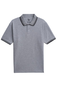 Heather Grey Contrast Tipping Polo