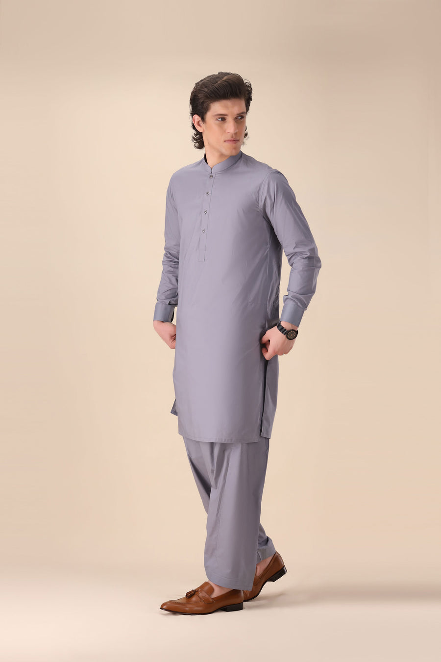 Classic Grey Regular Fit Shalwar Kameez
