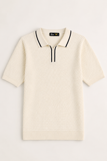 Sand Old Money Knitted Polo