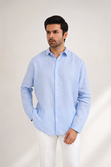 Classic Sky Blue Full Sleeve Linen Shirt