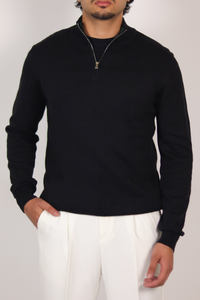 Black Quarter Zip Sweater