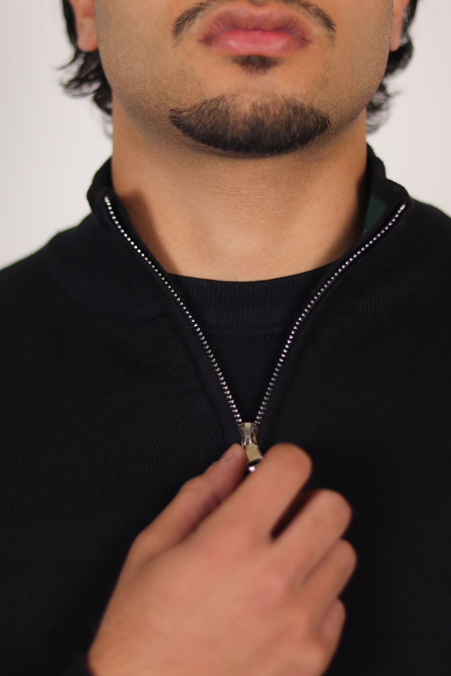 Black Quarter Zip Sweater