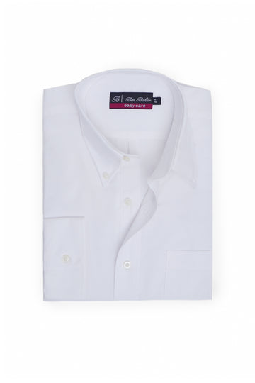 White Easy Care Button-Down Formal Shirt