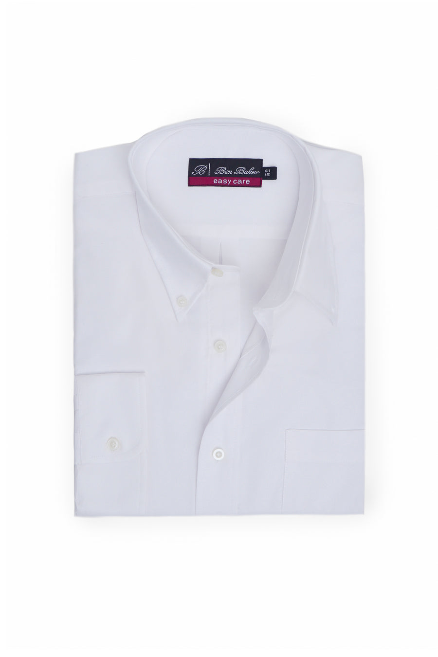White Easy Care Button-Down Formal Shirt