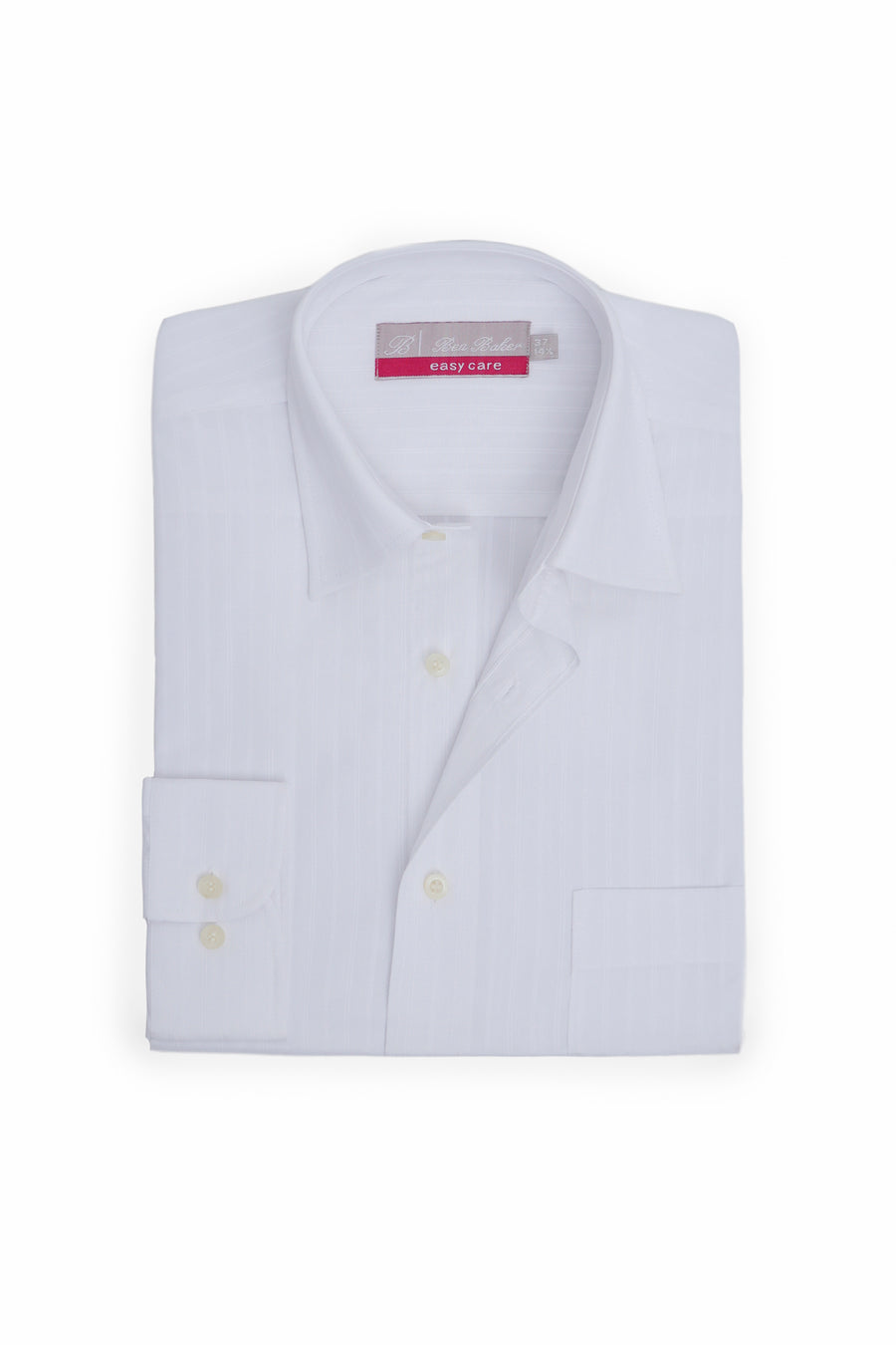 White Self Stripe Easy Iron Formal Shirt