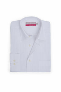 White Self Stripe Easy Iron Formal Shirt