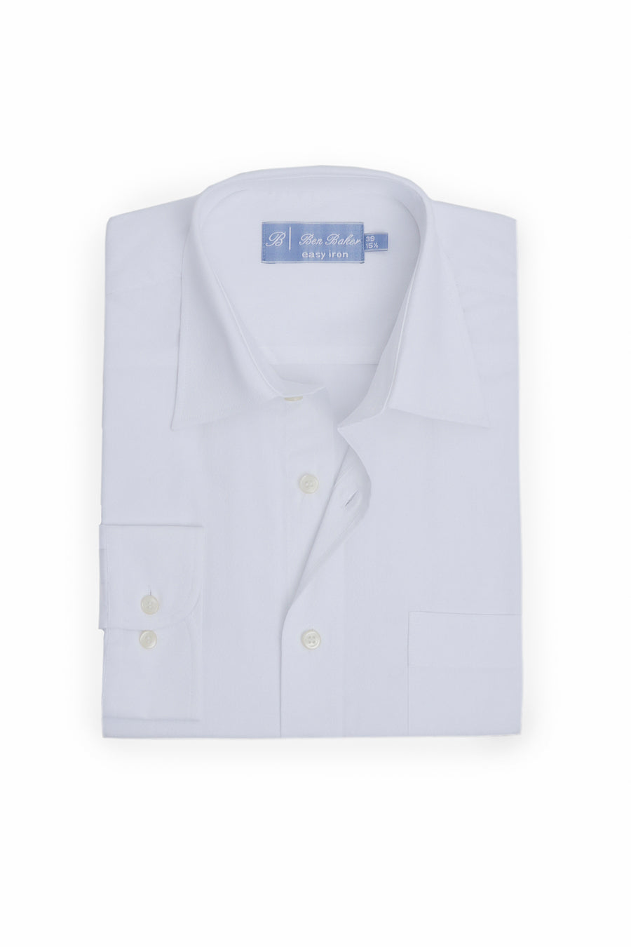White Self Easy Iron Pure Cotton Dress Shirt