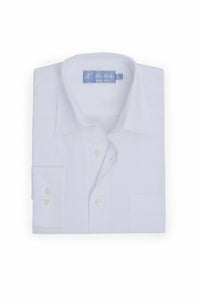 White Self Easy Iron Pure Cotton Dress Shirt