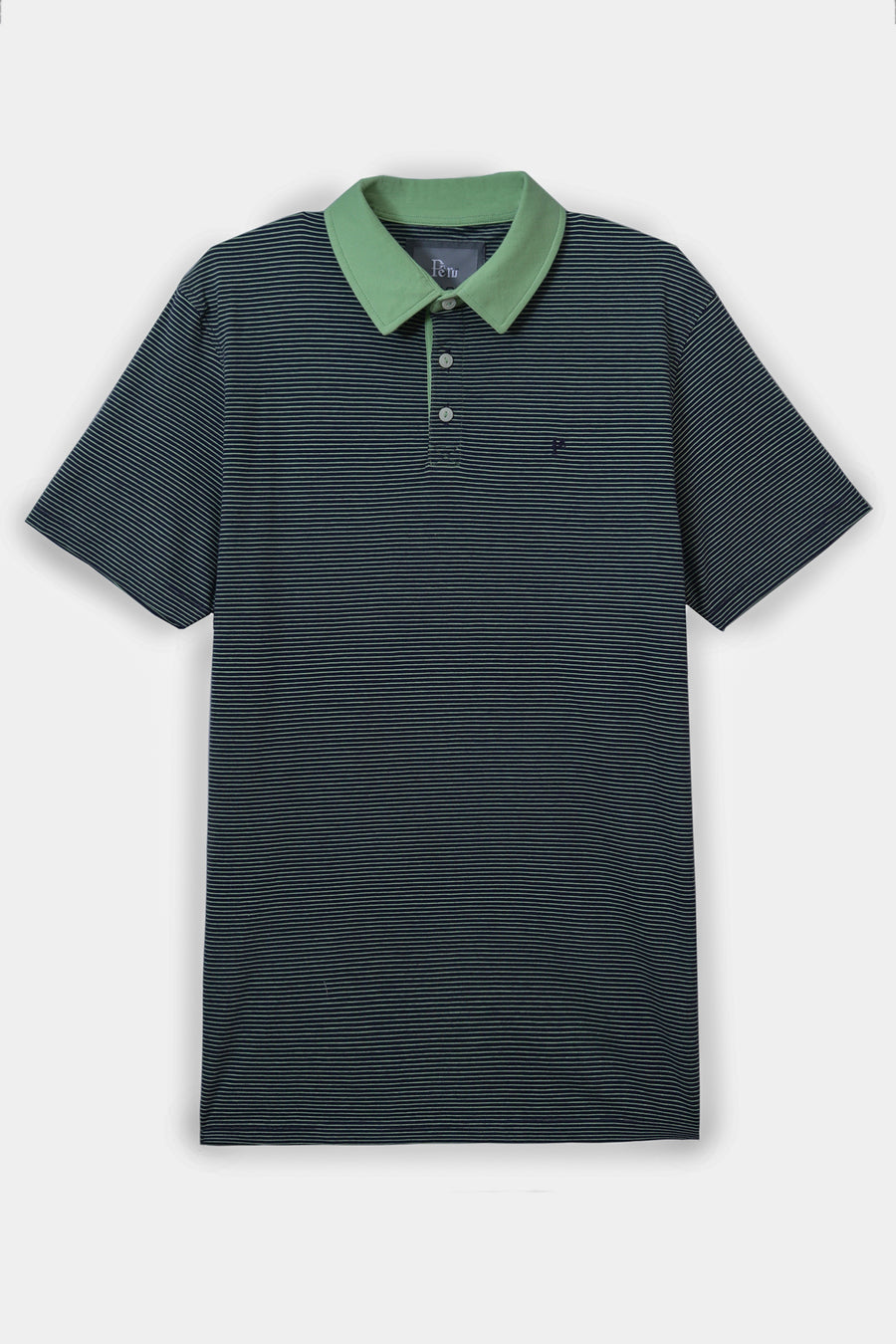 Green Stripe Cotton Polo