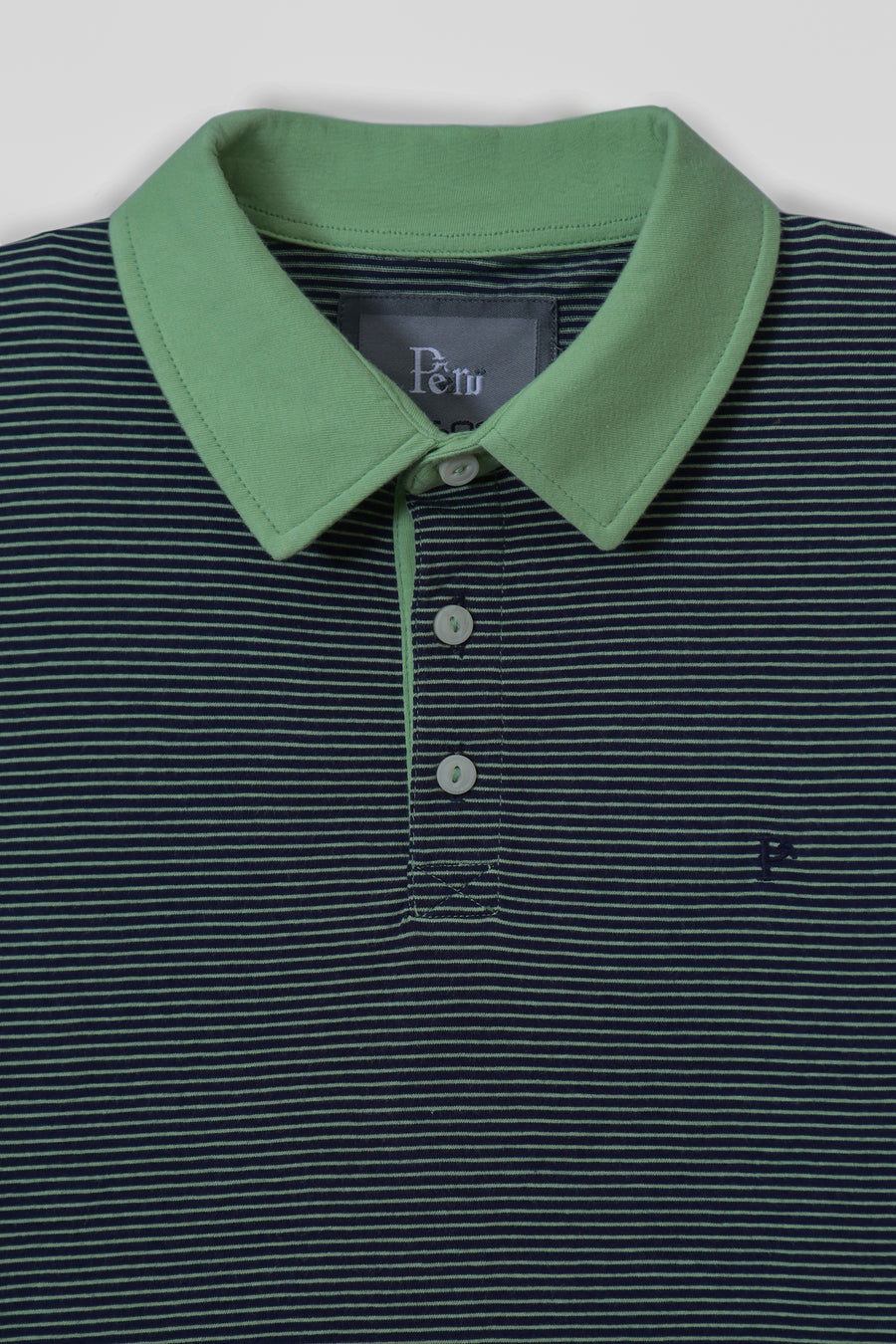 Green Stripe Cotton Polo