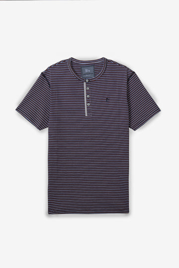 Brown Stripe Cotton Henley