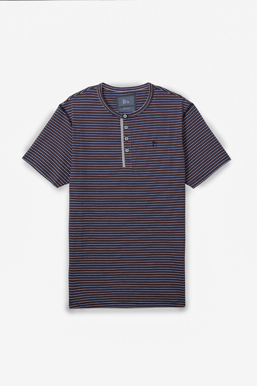 Brown Stripe Cotton Henley