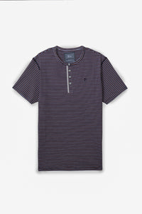 Brown Stripe Cotton Henley