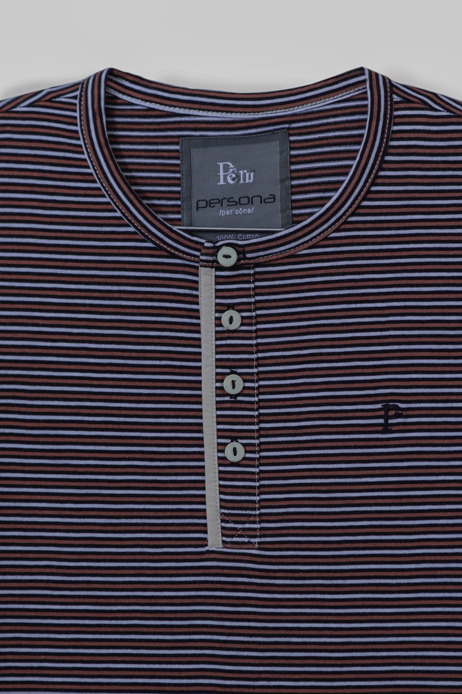 Brown Stripe Cotton Henley