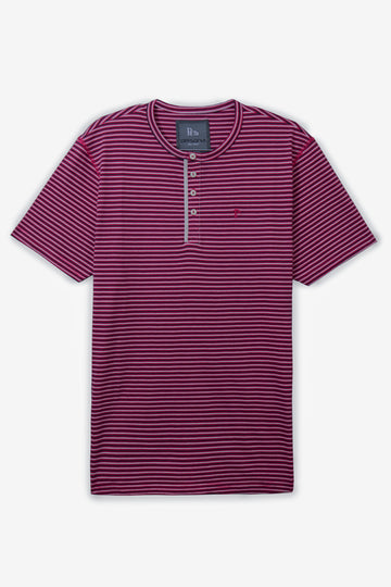 Red Stripe Cotton Henley