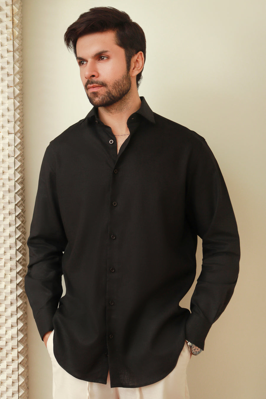 Black Luxury Linen Shirt