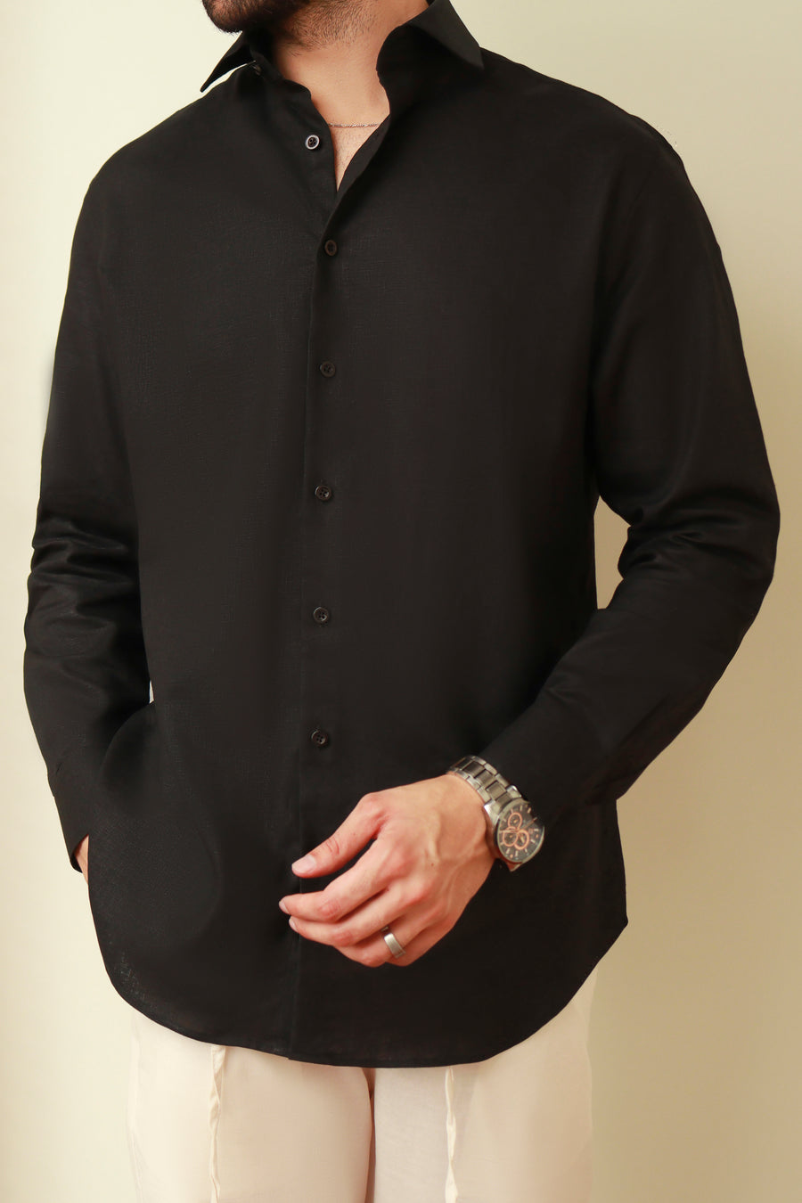 Black Luxury Linen Shirt