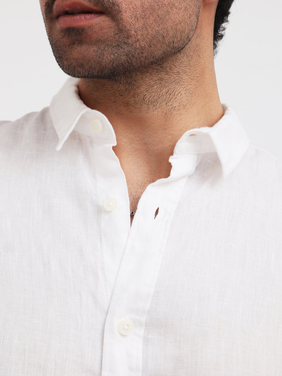Classic White Full Sleeve Linen Shirt
