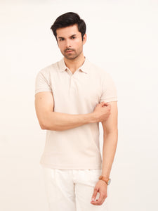 Sand Birdseye Knit Polo
