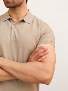 Stone Birdseye Knit Polo