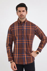 Classic Brown Check Button Down Shirt