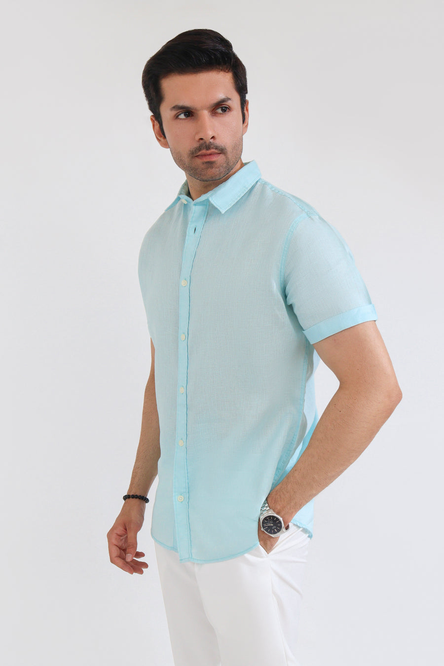 Aqua Linen Shirt
