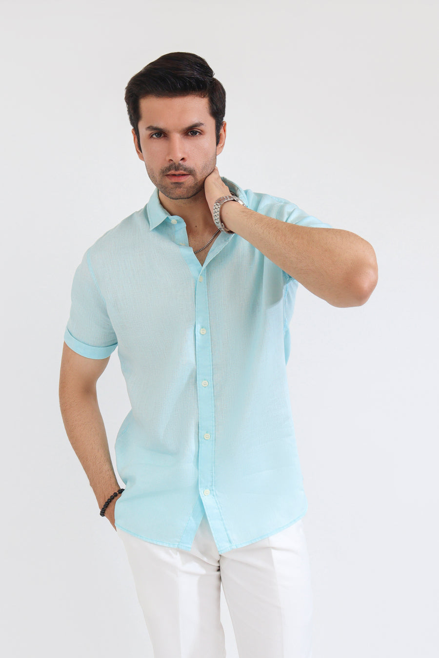 Aqua Linen Shirt