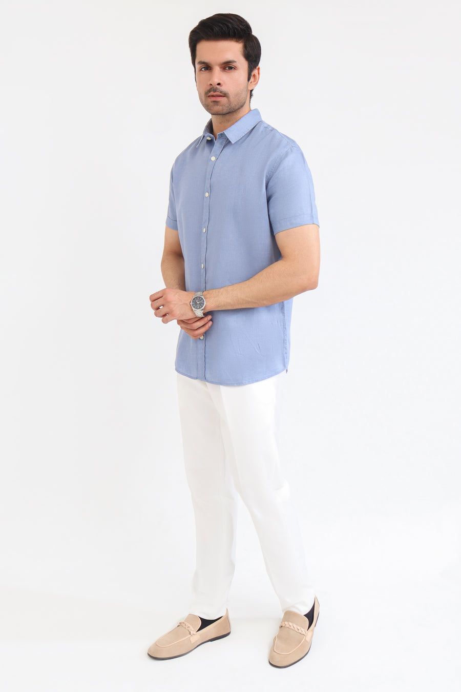 Zinc Blue Linen Shirt