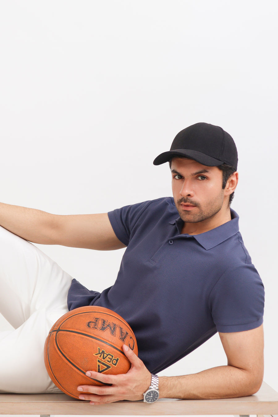 Steel Blue Birdseye Knit Polo