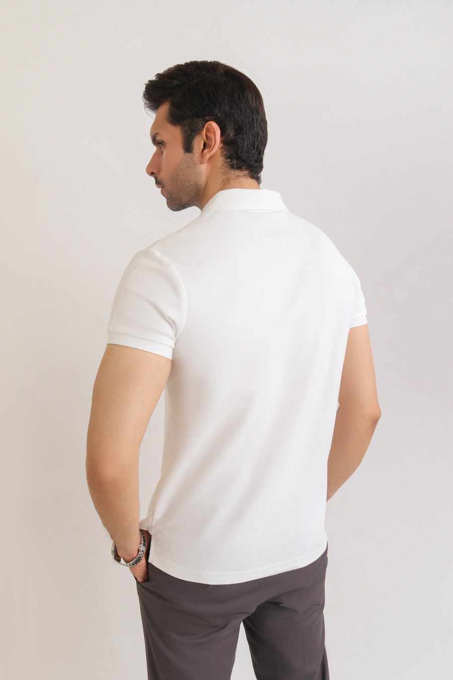 White Birdseye Knit Polo