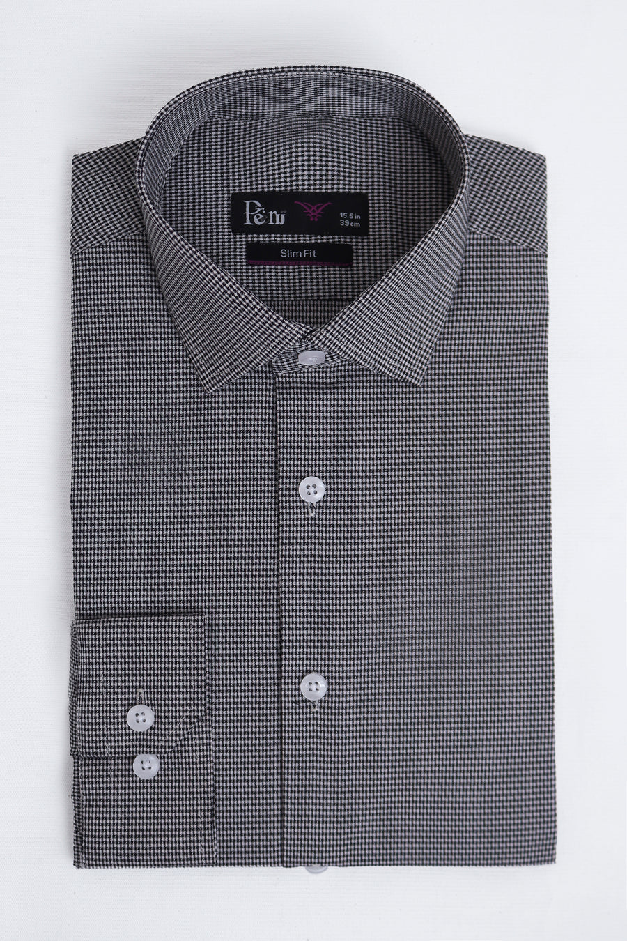 Black & Grey Slim Fit Dress Shirt - Stretch Comfort