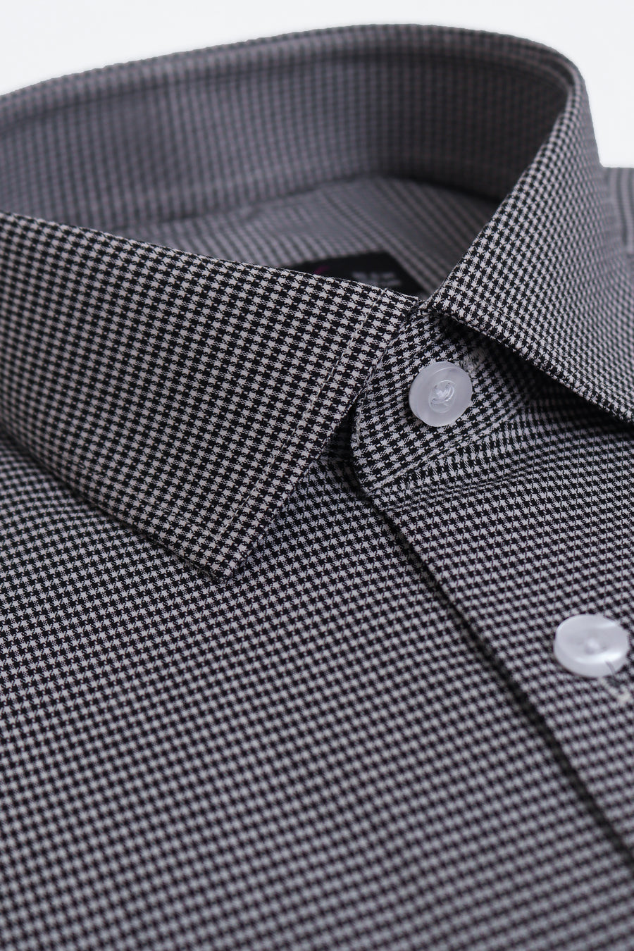 Black & Grey Slim Fit Dress Shirt - Stretch Comfort