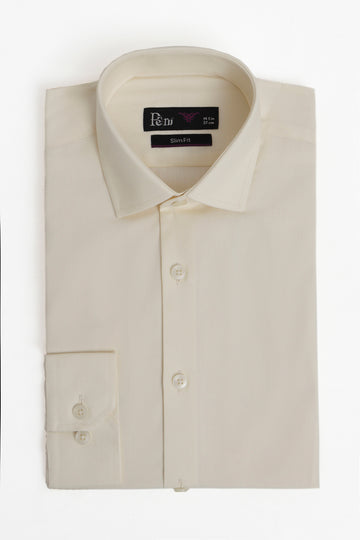 Cream Slim Fit Dress Shirt - Soft Luxury Finish
