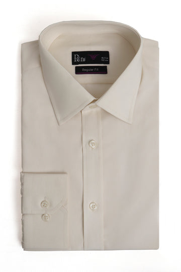 Off White 100% Cotton Dress Shirt - Luxury Soft Finish