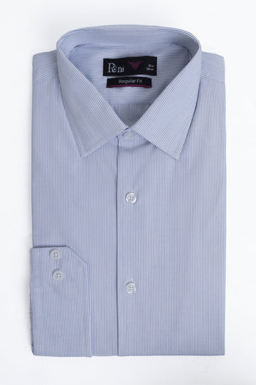 White Stripe Pure Cotton Dress Shirt - Soft Luxury Finish