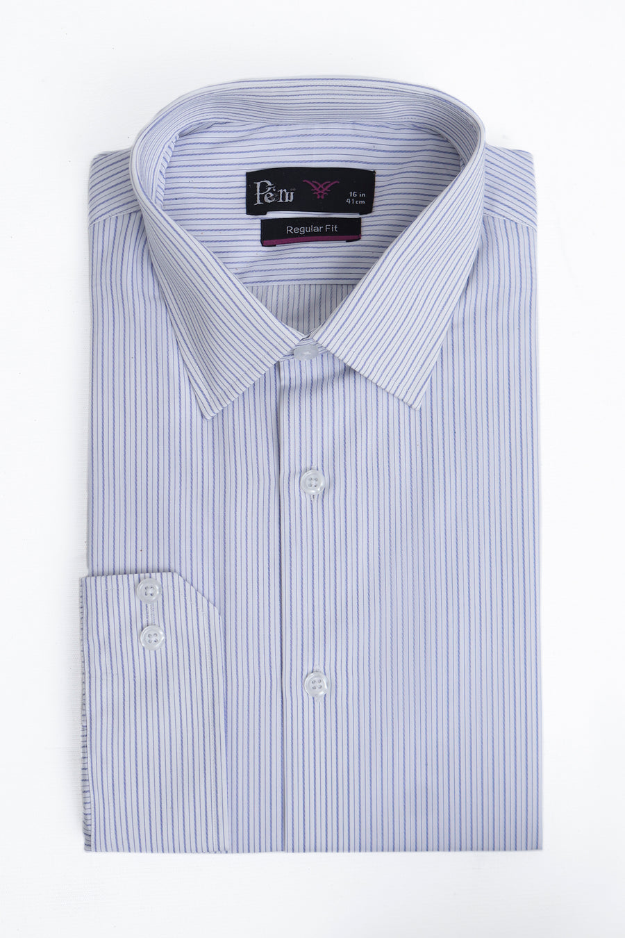 White Stripe Regular Fit Dress Shirt - Soft Finish Cotton