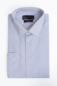 White Stripe Regular Fit Dress Shirt - Soft Finish Cotton