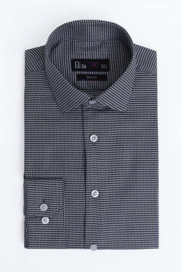 Black & Grey Micro Pattern Dress Shirt - Slim Fit