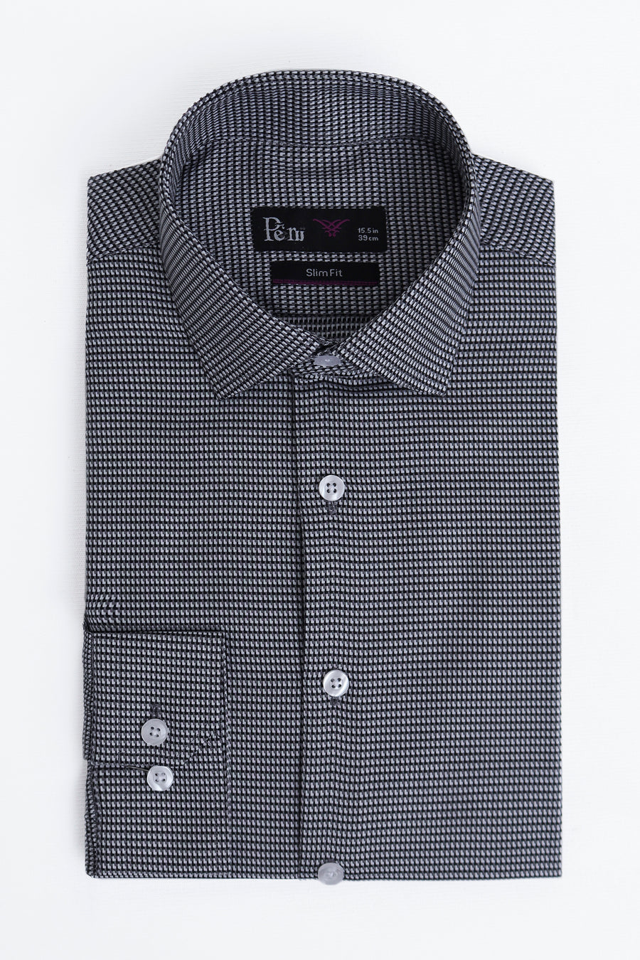 Black & Grey Micro Pattern Dress Shirt - Slim Fit