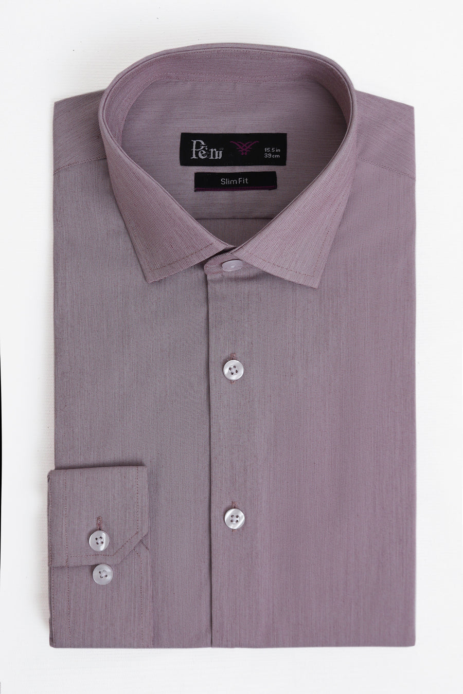 Classic Tea Pink Self Design Dress Shirt - Slim Fit