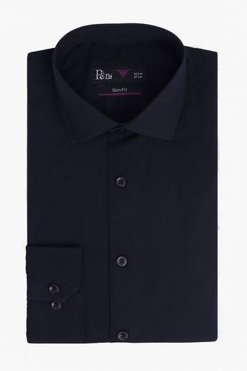 Classic Navy Formal Dress Shirt - Slim Fit