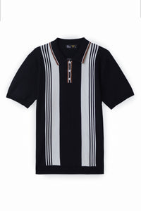 Black Stripe Knit Polo