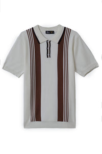 Brown Stripe Knit Polo