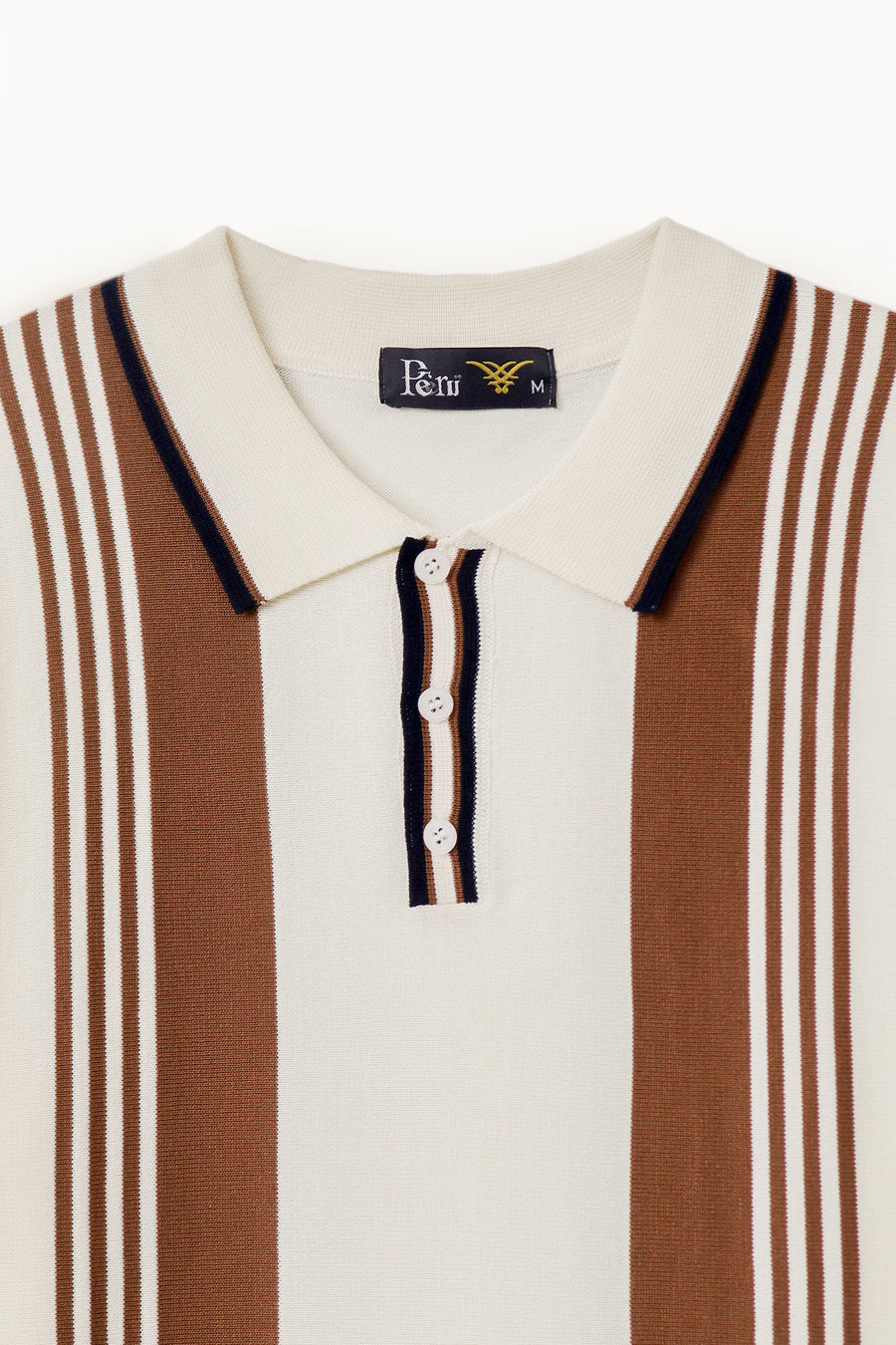 Brown & Beige Stripe Knitted Polo