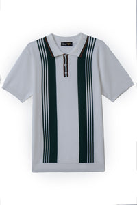 Olive Stripe Knit Polo